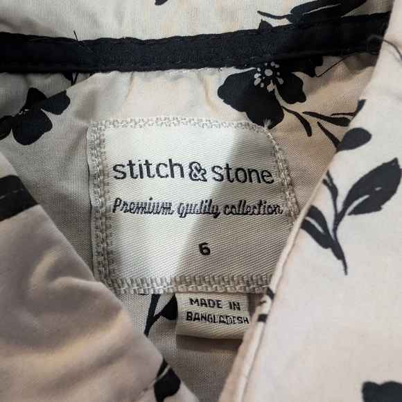 Stitch & Stone 2 Piece Set Boys Size 6 Beige and Black Floral Print - Picture 3 of 6